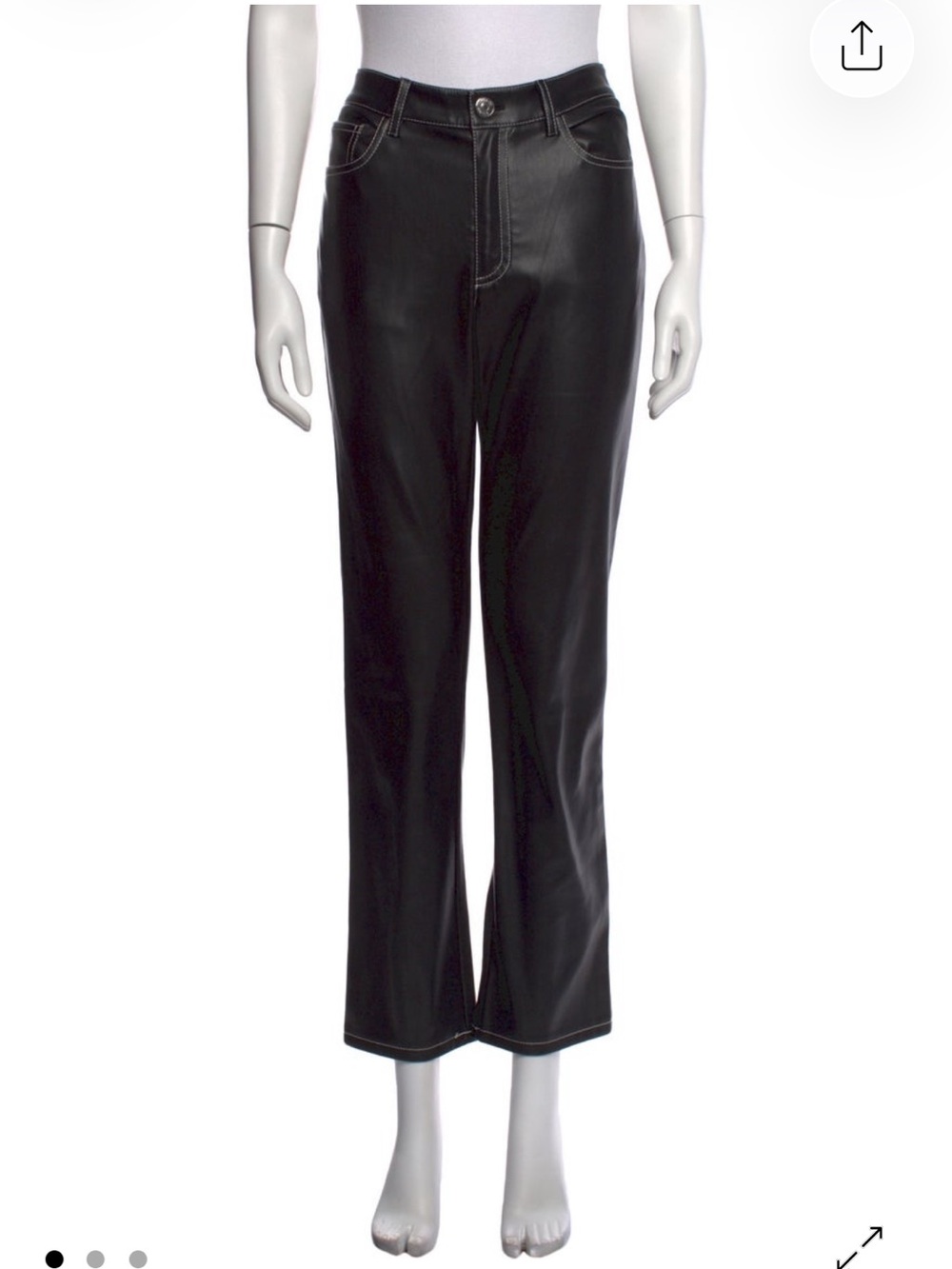 Staud Black Straight-Leg Faux Leather Jeans